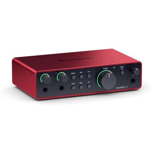 Red Focusrite Scarlett 2i2 fourth generation audio interface